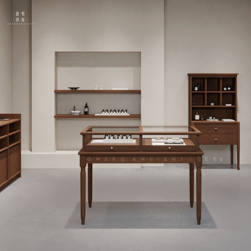 中古首饰品柜台珠宝店玉器项链复古展示柜陈列柜中岛玻璃柜子