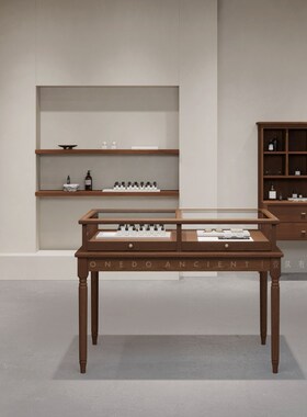中古首饰品柜台珠宝店玉器项链复古展示柜陈列柜中岛玻璃柜子