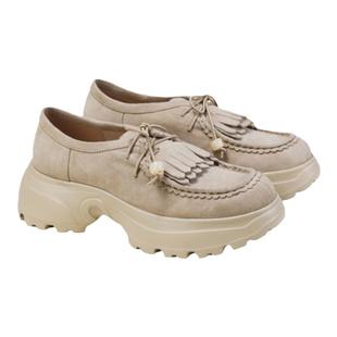 fed增高乐福鞋真皮春款女鞋流苏单鞋厚底袋鼠鞋女款D1206-YAB005