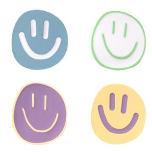 彩色笑脸软垫耳夹无耳洞女不对称设计可爱甜美夏日新款多巴胺耳饰