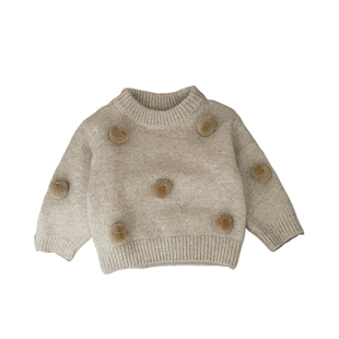 女童冬款毛球毛衣套装女宝宝韩版加厚保暖针织衫婴儿洋气加绒裤子