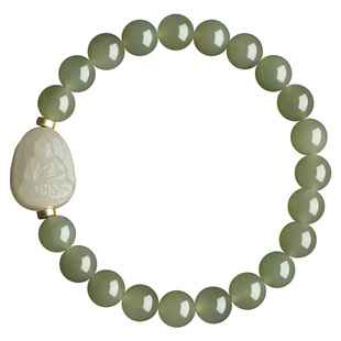 天然和田玉手串官方旗舰店正品玉石玉配女款本命佛冰晴水玉手链男