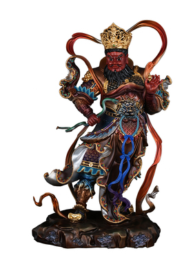 中式铜铸四大天王佛像供奉摆件