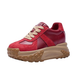 香港代购真皮老爹鞋女2025新款冬季百搭运动鞋防滑软底内增高女鞋