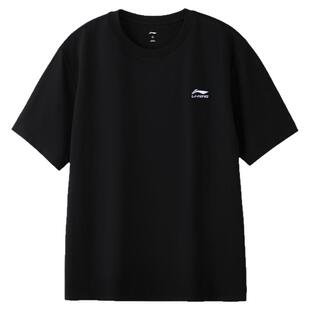 李宁短袖T恤男款纯棉2026夏季新款宽松圆领黑青少年男士休闲上衣