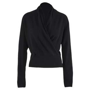 Orchel/欧榭丽轻奢优雅女士交叠领舒适长袖扬子纱线羊毛针织衫