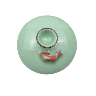 单盖三才盖碗茶碗茶杯盖子配盖陶瓷功夫茶具汝窑玲珑青瓷盖碗盖子