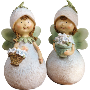 绿色花房仙子精灵树脂人物摆件闺蜜生日礼物桌面装饰创意油画质感