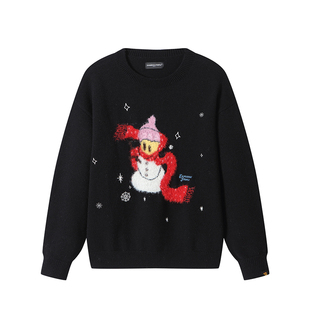 Dangerouspeople薛之谦dsp仿貂毛雪人提花刺绣针织衫冬季百搭毛衣