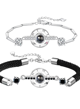 情侣手链纯银定制礼物送男女友