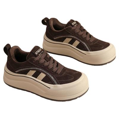 星期六秋冬板鞋女款2025新款厚底加绒保暖女鞋百搭休闲鞋时尚鞋子