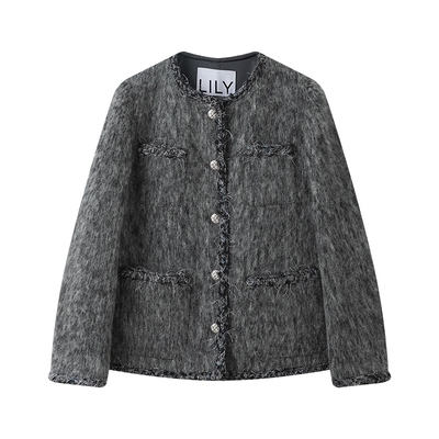 LILY羊毛混纺短款小香风毛呢外套