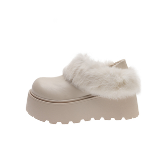 厚底增高加绒保暖皮面勃肯鞋女两穿毛毛口棉鞋2025新款冬季雪地靴