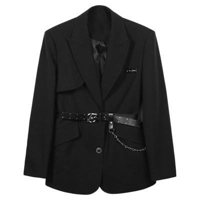 保暖大衣款单西酷美风西装式大衣