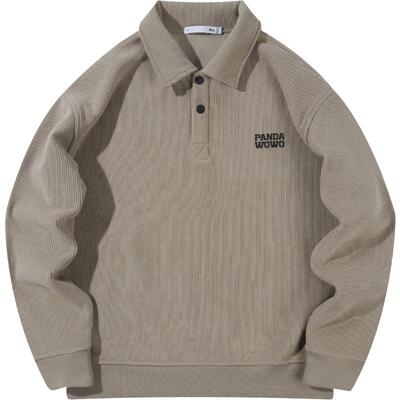 海澜之家翻领加绒宽松印花卫衣