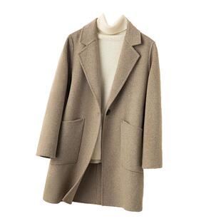 2024秋冬新款中长款双面羊绒大衣女高端修身气质百搭时尚毛呢外套