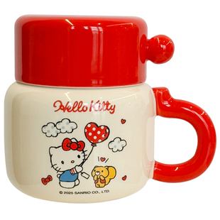 hellokitty三丽鸥正版联名带盖陶瓷马克杯礼盒装水杯新款咖啡杯子