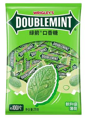 绿箭口香糖约100片条装箭牌薄荷糖1大袋清凉清口接吻糖果口气清新