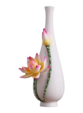 戴玉堂陶瓷水滴莲花瓶摆件观音净瓶佛前供奉插花插香瓶子家居饰品