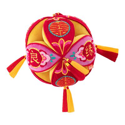 结婚抱枕绣球刺绣新中式喜庆摆件