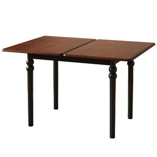 中古风小户型折叠餐桌家用法式复古可伸缩靠墙省空间实木吃饭桌子