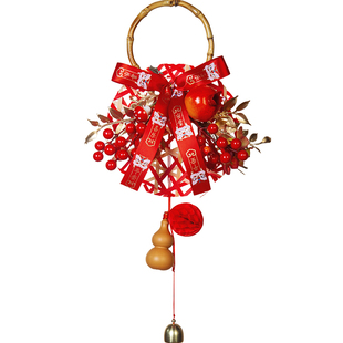 2026新款春节装饰挂件竹圈葫芦门把挂饰玄关墙面新年氛围布置道具