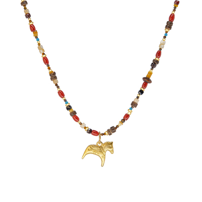 LAZYCIRCLES赤艳小马项链