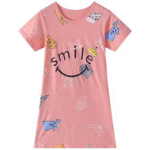 女童纯棉睡裙亲子宝宝薄款夏季裙子女孩母女连衣裙儿童短袖睡衣裙