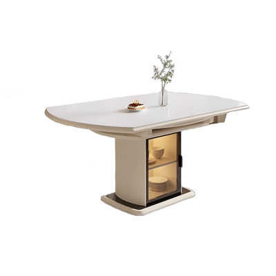 岩板奶油风可伸缩家用小户型餐桌