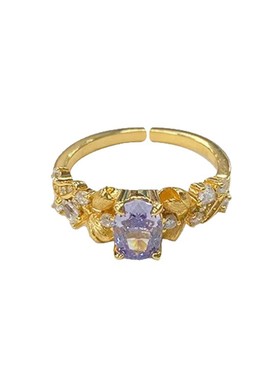 小某书爆款紫荆花钻石戒指女款