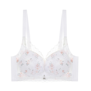 柔软舒适内衣女聚拢小胸无钢圈收副乳白色文胸中厚款胸罩套装上托