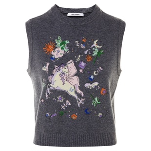 【以梦为马】朗姿纯羊毛刺绣廓形针织马甲百搭内搭2026年春季新款