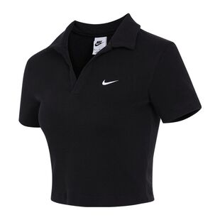 nike耐克女子翻领上衣刺绣运动休闲短袖POLO衫DV7885-010