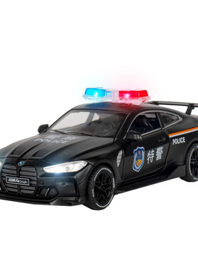仿真132宝马M4公安跑车合金车模