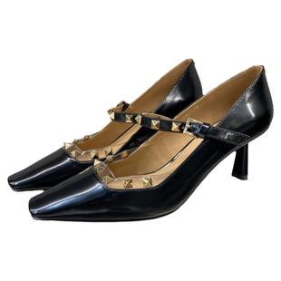 欧洲站乐魔女鞋lemo2024春尖头细跟浅口铆钉性感高跟鞋女人味单鞋