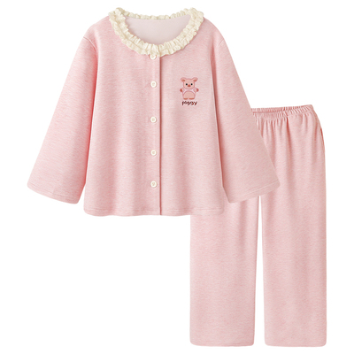 睡衣女款秋冬粉色暖绒小猪家居服