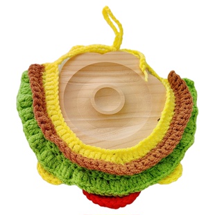 宠物猫咪狗狗帽子露耳围兜小狗小猫围脖针织套装汉堡包拍照网红款