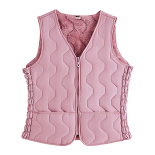 女士2025拉链款羽绒棉马甲秋冬内穿保暖背心短款修身加绒加厚坎肩