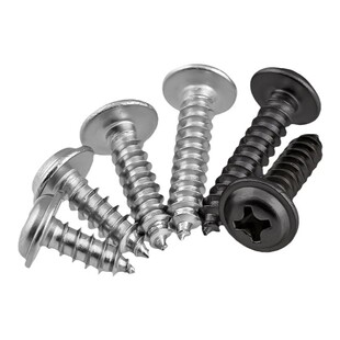 PWA镀镍十字圆头带垫自攻螺丝盘头螺钉带介子黑色螺丝钉M1.2M3-M5