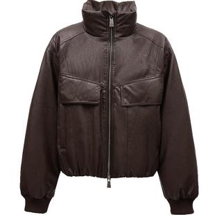 ONLY2025冬季新款「琥珀流光风」90白鸭绒复古做旧立领PU羽绒服女