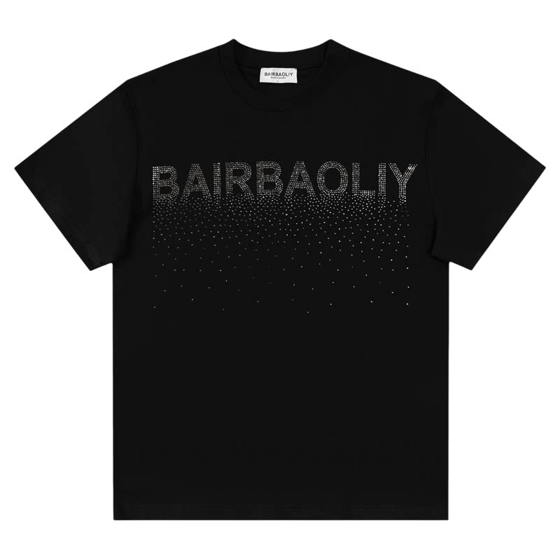 BAIRBAOLIY满天星烫钻短袖T恤