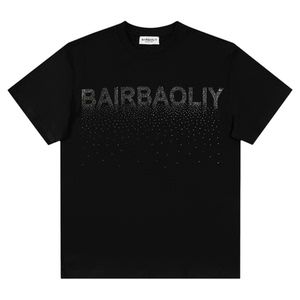 BAIRBAOLIY满天星烫钻短袖T恤