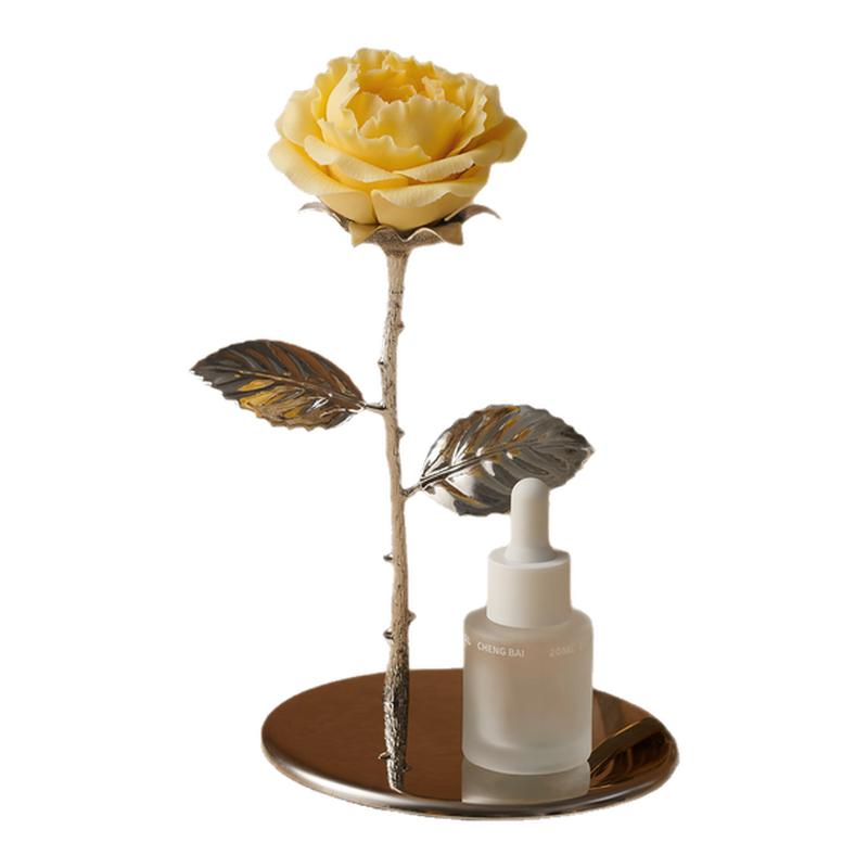 【圣诞礼物】呈白黄玫瑰香氛摆件非遗白瓷花香薰礼盒家居扩香石