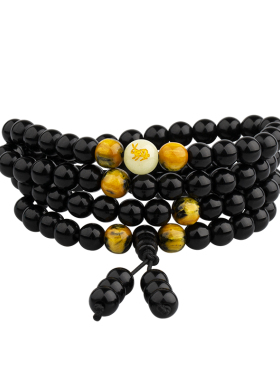 弹力十二生肖黑曜石夜光手链