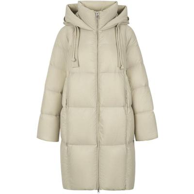 衣香丽影立领连帽羽绒服女中长款2025年冬季新款高级感哑光厚外套