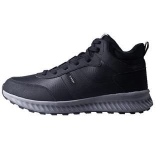 特步男鞋加绒加厚运动鞋男款冬季新款黑色跑步鞋子皮面保暖大棉鞋