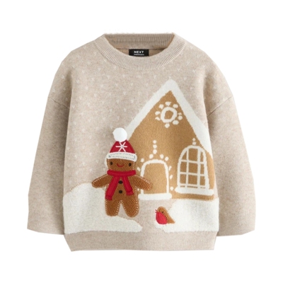 NEXT英国童装卡通圣诞姜饼人毛衣