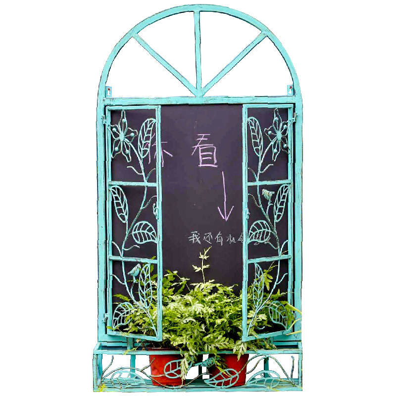 壁挂户外铁艺复古背景花槽黑板