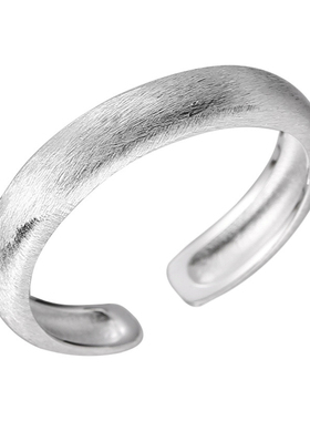 OPs韩系温柔丝缎质感S925纯银拉丝磨砂戒指ins风极简百搭气质指环