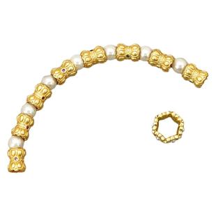 古法金配件镶锆贴贝双面花托大孔隔珠隔圈算盘珠手工DIY首饰饰品